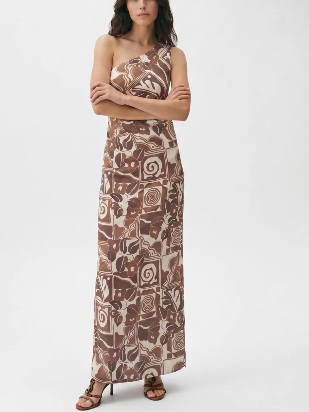 MARA HOFFMAN ENYA BROWN GEOMETRIC DRESS